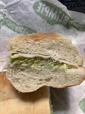 Lettuce sandwich with turkey.