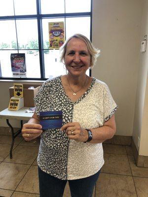 Customer Appreciation Day gas card winner Donna from Ft Branch.