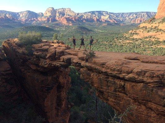 partner extended-hand-to-big-toe-pose , Utthita Hasta Padangustasana Devil's Bridge Sedona, AZ