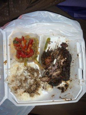 Exotic eats-No plantains no festival just this disgusting crap! Stay far away and they put jerk sauce in the rice.