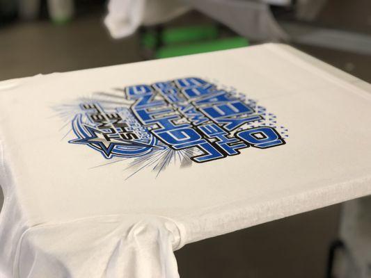 3 color single location screen printing on youth tees