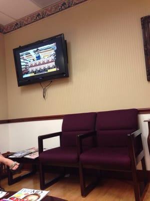 TV in waiting room - where you will wait...appt times are not kept. Bring food and a book, ensure phone is fully charged.