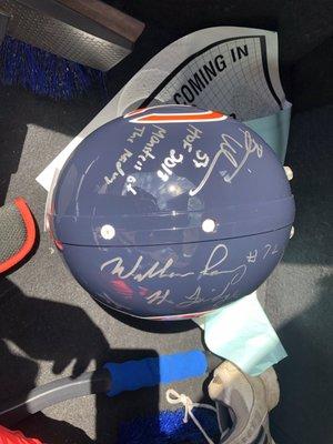 Urlacher and The Fridge signed helmet courtesy of the collectors bench