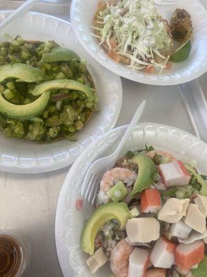 Fish taco / aguachile & tostada mixta