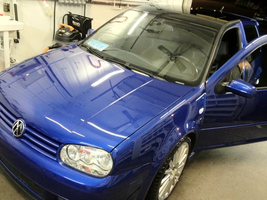 A VW R32 that received a hand wash, clay, polish and wax.