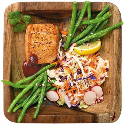 A salmon and green bean Ketogenic meal.