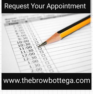 Request, Reserve, Relax, and let ME do the Rest!
www.thebrowbottega.com