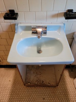 Old blue sink