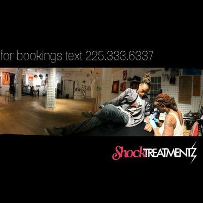 For great tattoos, book with Shocktreatmentz.
225.333.6337