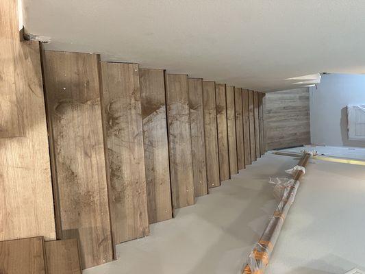 Stairwell flooring install- partially completed