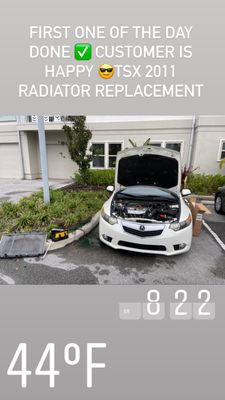 Radiator replacement Acura tsx 2011