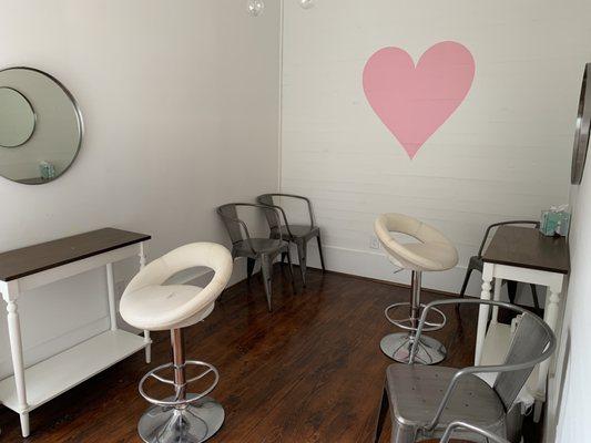 Hair and makeup room