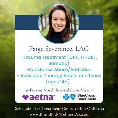 Welcome to our newest therapist, Paige Severence!