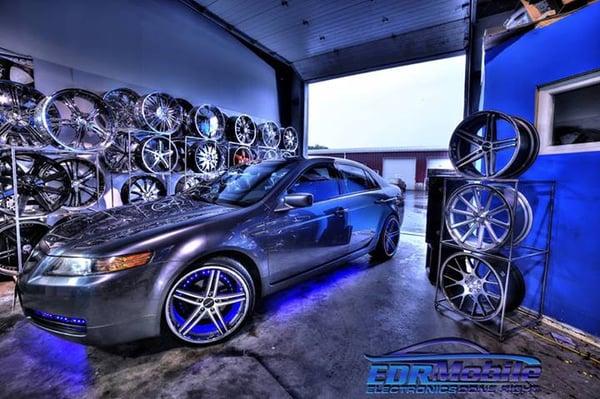 HDR shot from Rich Bravman, 2006 Acura TL with a FULLY customized MTX audio system and a million color LED  lighting kit.