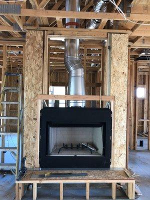 Zero clearance fireplace installation