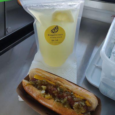 Street dog and fresh lemonade