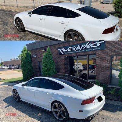 Roof wrap installation on Audi S7