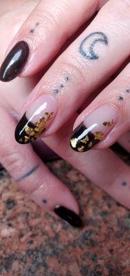 Black and gold gel mani