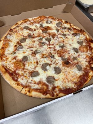 Sausage and cheese pizza