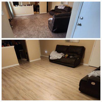 Before and after flooring install