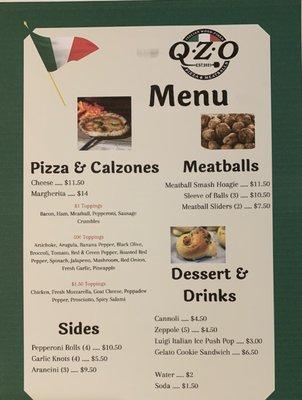 Updated menu