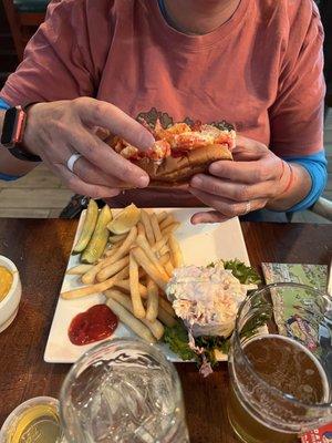 Lobster roll with fries