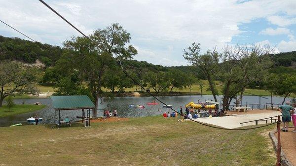 Swimmin' Lake, floating trampoline, pedal boats, kayaks, rope swing, zip line, sand volleyball!