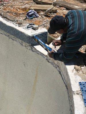 Replaced the glass tile.for upgrade pool.  Asian garden and irrigation by design