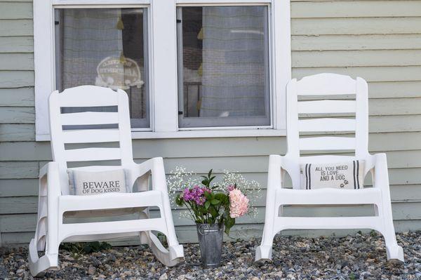 Rocking chairs in the front