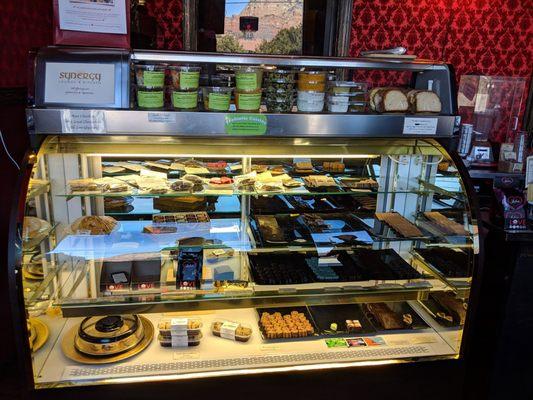 The food case has lots of vegan treats and lulu's chocolates