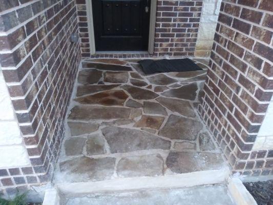 Flag stone cover over existing patio