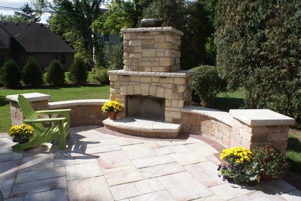 Elmhurst natural stone fire place.