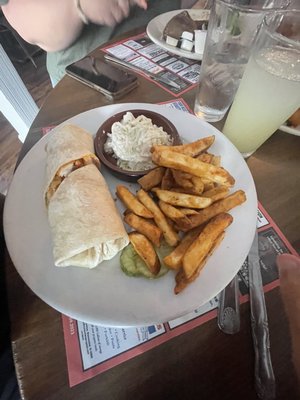 Buffalo Chicken Wrap-Slaw-Fries