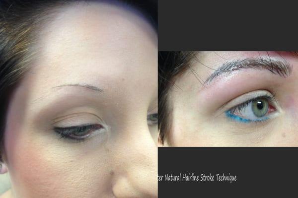 Natural hairstroke permanent makeup artistry