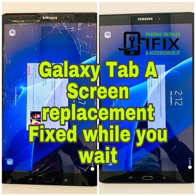 Galaxy Tab A screen replacement. We do repair while you wait.