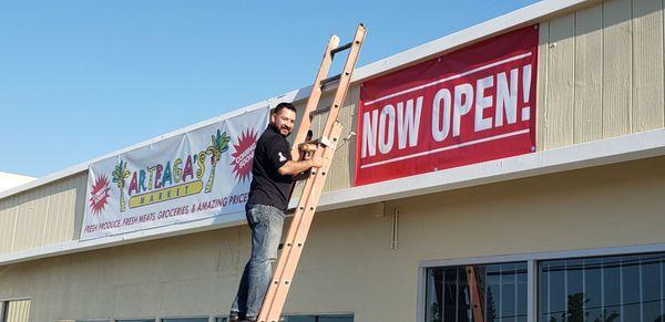 Boss declaring store open