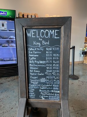 Coffee menu