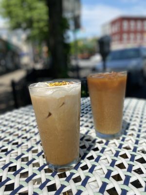 Pistachio latte and cold brew