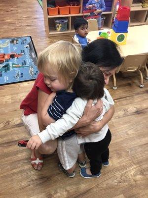 Morning hugs in toddlers