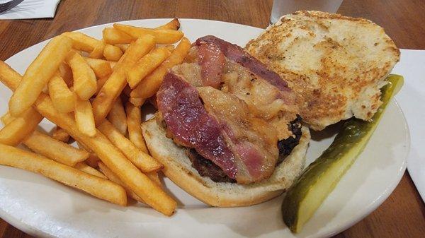 Peanut Butter Bacon Burger (cooked medium) w/French fries