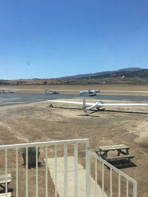 Watching a glider take off from the runway