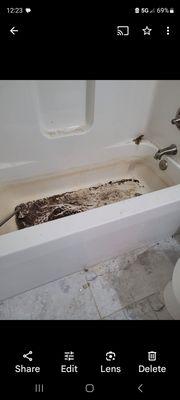 Other bath tub left like this for months.was filthy n stained.brand new build .this company  horrible work.drain clogged when we moved in.