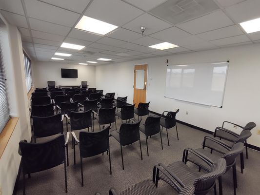 Suber Training Room

This large training room accommodates 40 guests.  It features a 55" screen monitor, a large whiteboard, and a phone