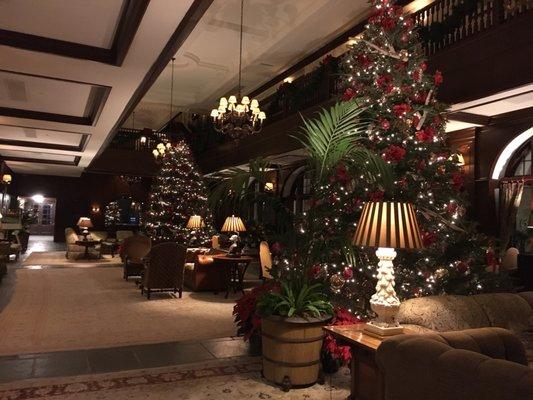 Christmas trees in the lobby