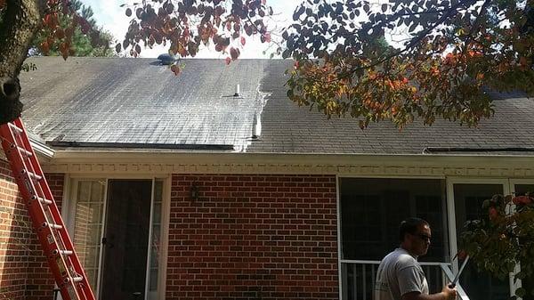 Non Pressure Roof Cleaning. Brings back years to your shingles and adds thousands to your curb appeal!