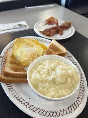 All star breakfast - grits, eggs, toast, bacon