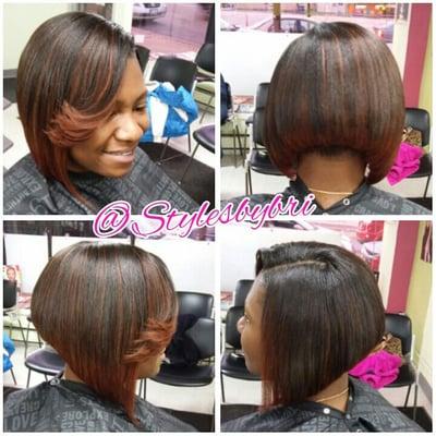 Natural Overlay Hair Service w/Bob Cut & Feathered Bang