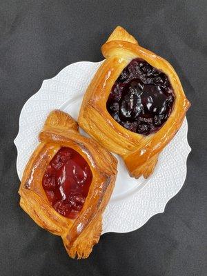 Blueberry and cherry danishes