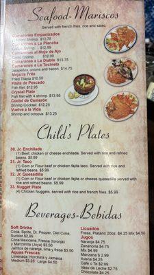 Seafood/Child Plate/Beverages