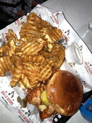 Chicken burger and fries